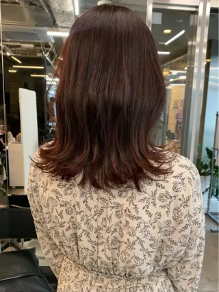 ミディアム カラー 透明感カラー✂︎ /縮毛矯正/YUKAのヘアスタイル
