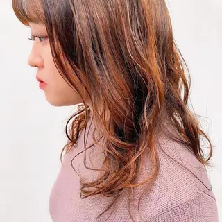 ミディアム カラー パーマ 中川 竜誠のヘアスタイル