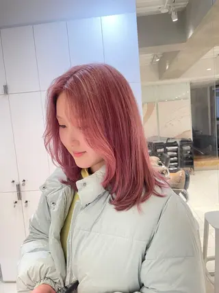 ミディアム カラー ヘアアレンジ 艶カラー✨縮毛矯正✨ 翁長孝輔のヘアスタイル
