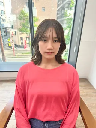 ミディアム カラー パーマ ヘアアレンジ メンズ キッズ 似合せレイヤー/ 柔らか透明感カラーのヘアスタイル
