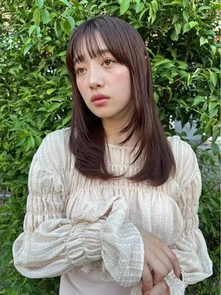 セミロング 艶カラー/フェイス レイヤー/たむのヘアスタイル