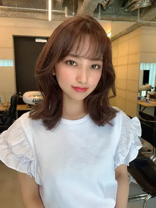 ミディアム カラー 透明感カラー✂︎ /縮毛矯正/YUKAのヘアスタイル