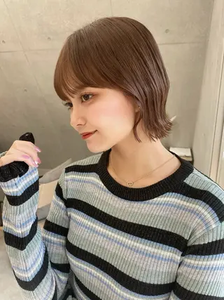 ショート カラー ボブ/地毛風縮毛矯正 茉青🤍新宿代々木のヘアスタイル