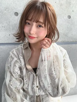 セミロング 透明感♡グレージュ ♡ミルクティー♡のヘアスタイル