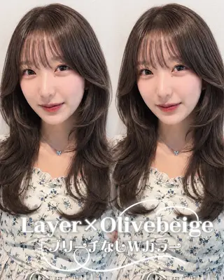 ロング カラー あみ/暗髪オリ ーブ特化🍃髪質改善のヘアスタイル
