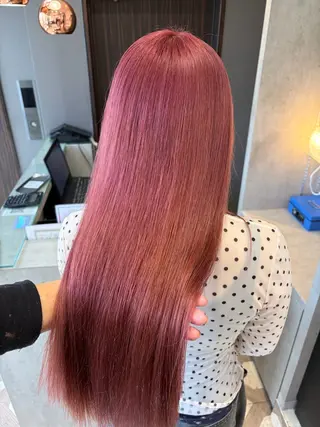 セミロング カラー 天神暖色カラー レイヤー・髪質改善のヘアスタイル