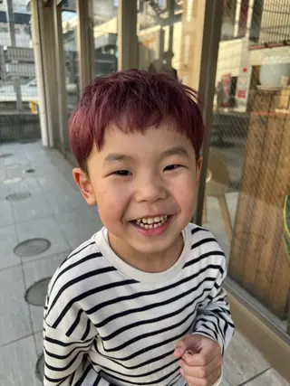 キッズ 艶ボブ🤎ボブパーマ 透明感カラー\メンズのヘアスタイル