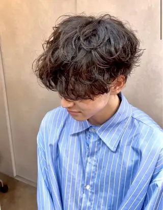 ショート カラー パーマ 曲がる縮毛/ブリーチ カラー京介のヘアスタイル