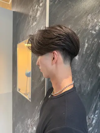 ミディアム パーマ メンズ 💈原宿指名No.1 センターパート💈のヘアスタイル
