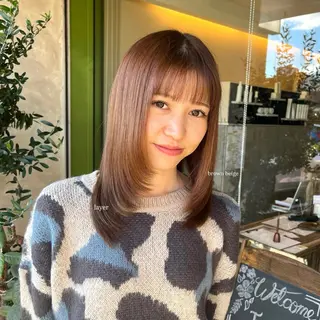 セミロング レイヤー/透明感艶 カラー丸山ななほのヘアスタイル