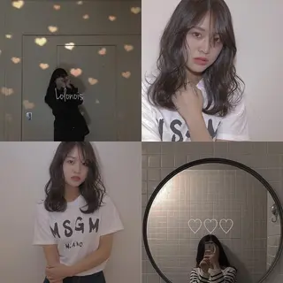 セミロング カラー ハイトーンカラー♡ yuのヘアスタイル