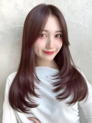 セミロング カラー パーマ 銀座✨レイヤーカット 顔まわり/坂本亜裟海のヘアスタイル