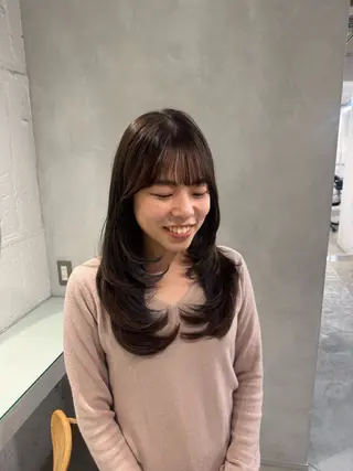 セミロング 新宿/顔周りカット +レイヤー=しずく♩のヘアスタイル