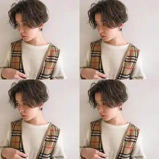 ショート カラー パーマ ヘアアレンジ 松田 亮葉のヘアスタイル