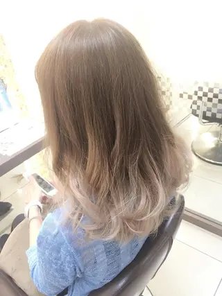 ミディアム 髪質改善縮毛矯正/暖 色カラー/ウエダカナのヘアスタイル