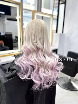 ロング カラー エクステ🩵ブリーチ 韓国ヘア🩵KAEのヘアスタイル