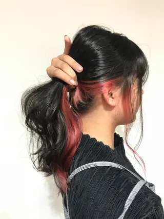 セミロング カラー 髪質改善カラー韓国風 レイヤーtudaのヘアスタイル