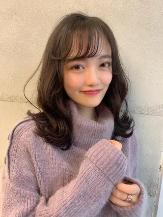 ミディアム カラー 透明感カラー✂︎ /縮毛矯正/YUKAのヘアスタイル