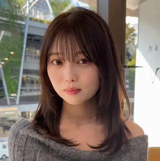 ミディアム カラー 顔周り✂️透明感 レイヤー/みっきーのヘアスタイル