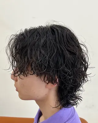 パーマ メンズ フェザーパーマメンズ ピンパーマ京都駅前のヘアスタイル