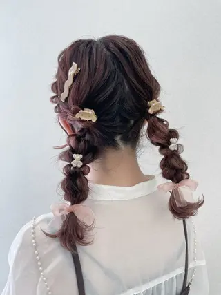セミロング ヘアアレンジ CARELLY Rukaのマツエク・マツパデザイン
