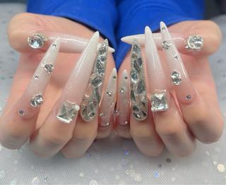 ロング ハイネイル 自宅サロンのネイルデザイン