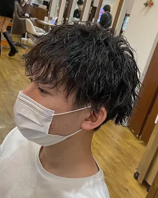 パーマ メンズ 原田 涼矢のヘアスタイル