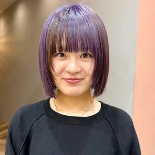ミディアム カラー 艶ブリーチカラー✨ ボブレイヤーSakiのヘアスタイル