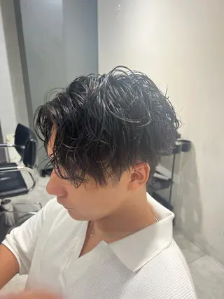 ショート パーマ メンズ 曲がる縮毛矯正 バレイヤージュ森田のヘアスタイル