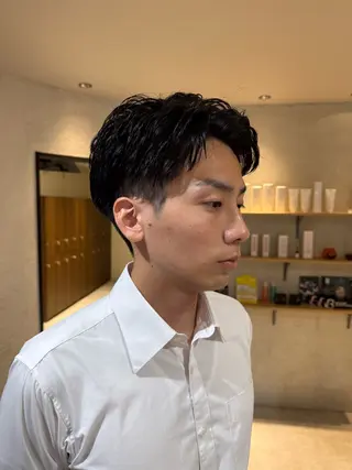 ショート メンズ メンズパーマ特化/ シャドウ/波巻/陸翔のヘアスタイル