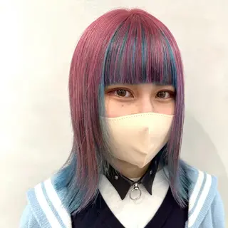 ミディアム カラー デザインカラー/パー マ🦖外岡咲希🦖のヘアスタイル