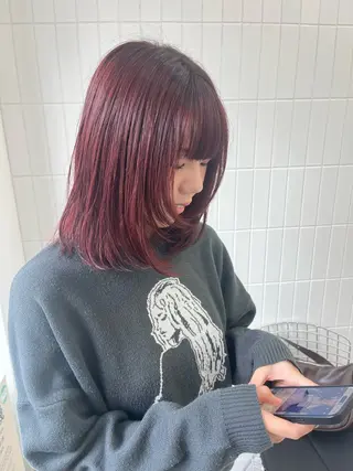 ミディアム カラー 髪質改善縮毛矯正/暖 色カラー/ウエダカナのヘアスタイル