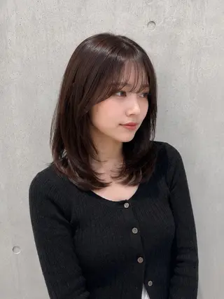 ミディアム カラー パーマ 透明感カラー レイヤー/コウスケのヘアスタイル