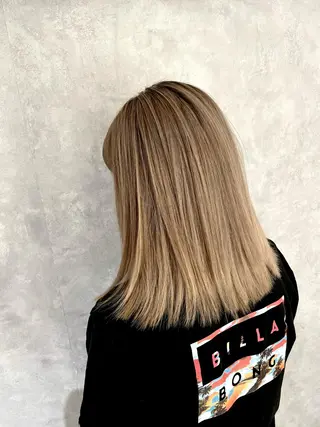 セミロング カラー 美髪縮毛矯正✨ カラーが得意💪本間のヘアスタイル