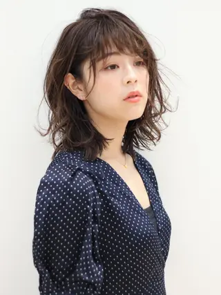 ミディアム パーマ ヘアアレンジ 髪質改善/韓国風 レイヤー/田村祐樹のヘアスタイル