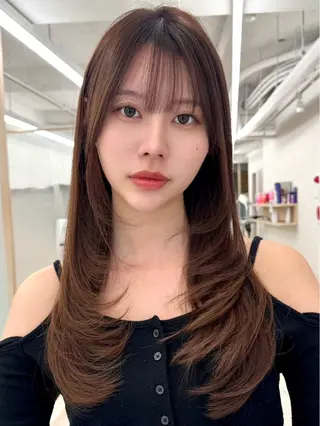 ロング カラー レイヤー×韓国 🇰🇷鈴木啓太のヘアスタイル