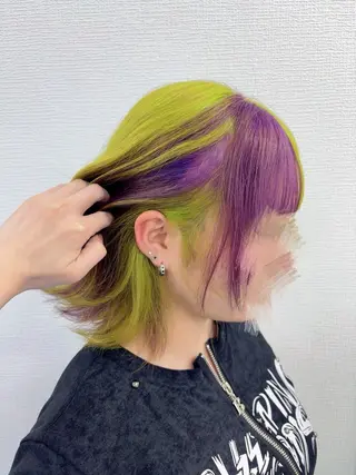 ロング カラー ヘアアレンジ 🌈くれは🎨デザイ ン🌟ダメージレスのヘアスタイル