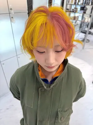 ショート カラー TATSUブリーチ/ ミルクティーベージュのヘアスタイル