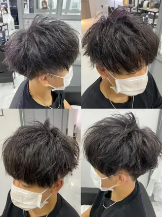 ショート カラー パーマ ヘアアレンジ メンズ 🔥メンズパーマ 特化 渡辺一翔のヘアスタイル