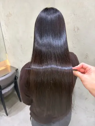ロング 縮毛矯正×艶髪カラー 髪質改善/三ツ木のヘアスタイル