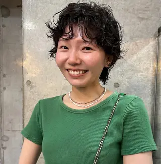 ショート カラー パーマ ヘアアレンジ メンズ キッズ デザインパーマ メンズカット 郁美のヘアスタイル
