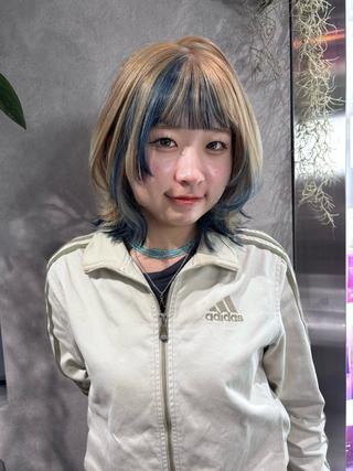 セミロング カラー ヘアアレンジ color.nail 🫧ionaのネイルデザイン