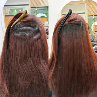 セミロング イシイ リョウコ 縮毛矯正×ショートのヘアスタイル