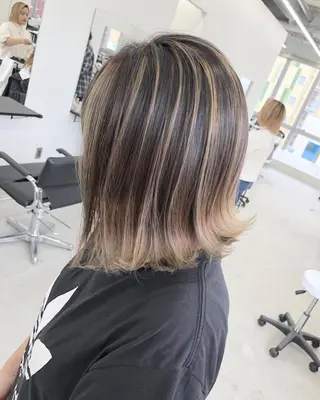 ミディアム カラー ブリーチ 透明感HIDEのヘアスタイル
