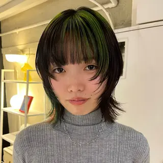 ミディアム カラー ボブハイトーン🦖 デザインMAMIのヘアスタイル