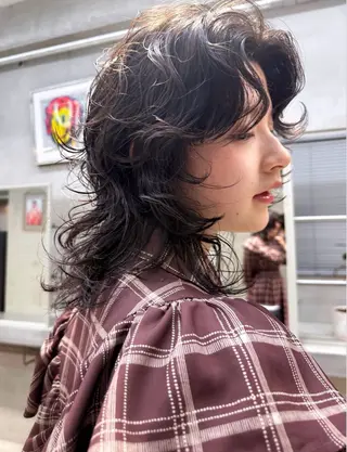 ミディアム パーマ パーマ /レイヤー 榛地渉馬 /矢場町のヘアスタイル