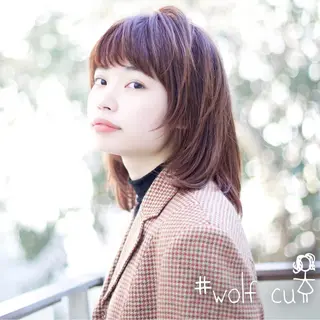 ミディアム カラー 渋谷レイヤーカット❌ 縮毛矯正専門/武田涼のヘアスタイル