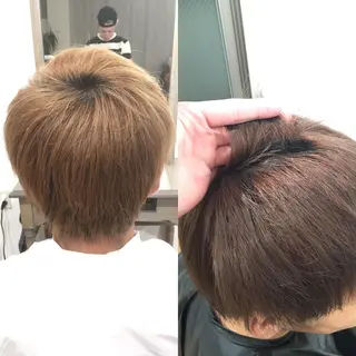 ショート カラー メンズ ハイトーン髪質改善 家中貴典のヘアスタイル