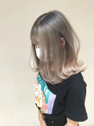 ミディアム カラー 髪質改善カラー韓国風 レイヤーtudaのヘアスタイル