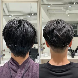 ショート パーマ メンズ ブリ—チ🌈カラ— 🌀パ—マ🌿ちえのヘアスタイル